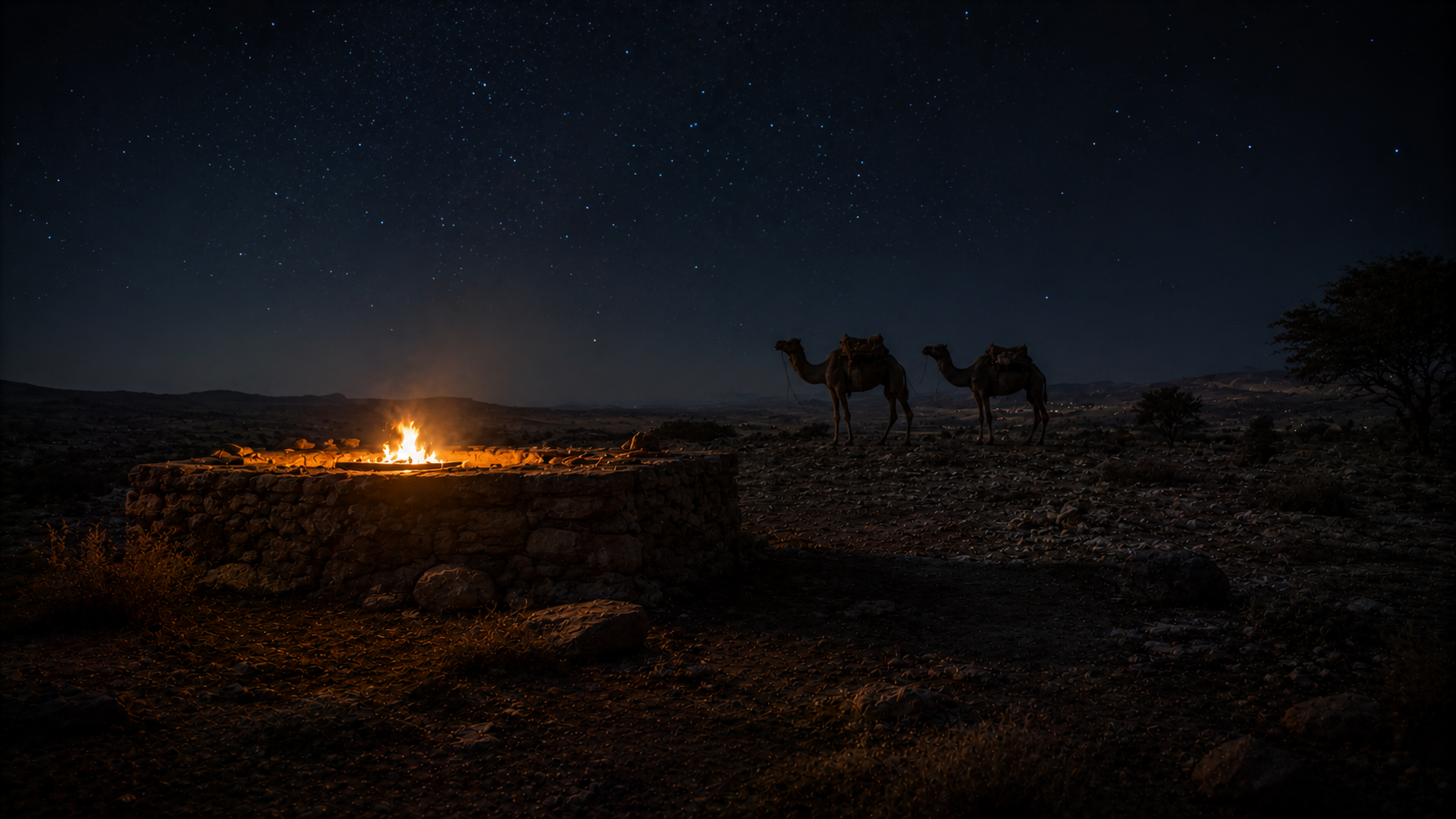 A stone altar at Beer-sheba under a starlit sky, evoking the night theophany when God told Jacob to go down to Egypt in Genesis 46