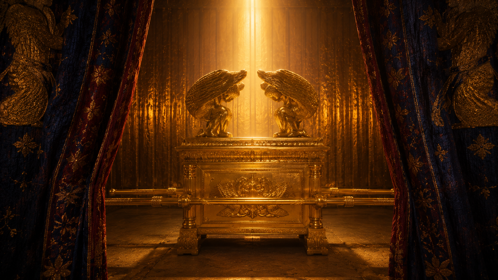 An empty stone throne in a vaulted hall at sunrise, evoking the Son seated at the right hand of the Majesty in the heavens