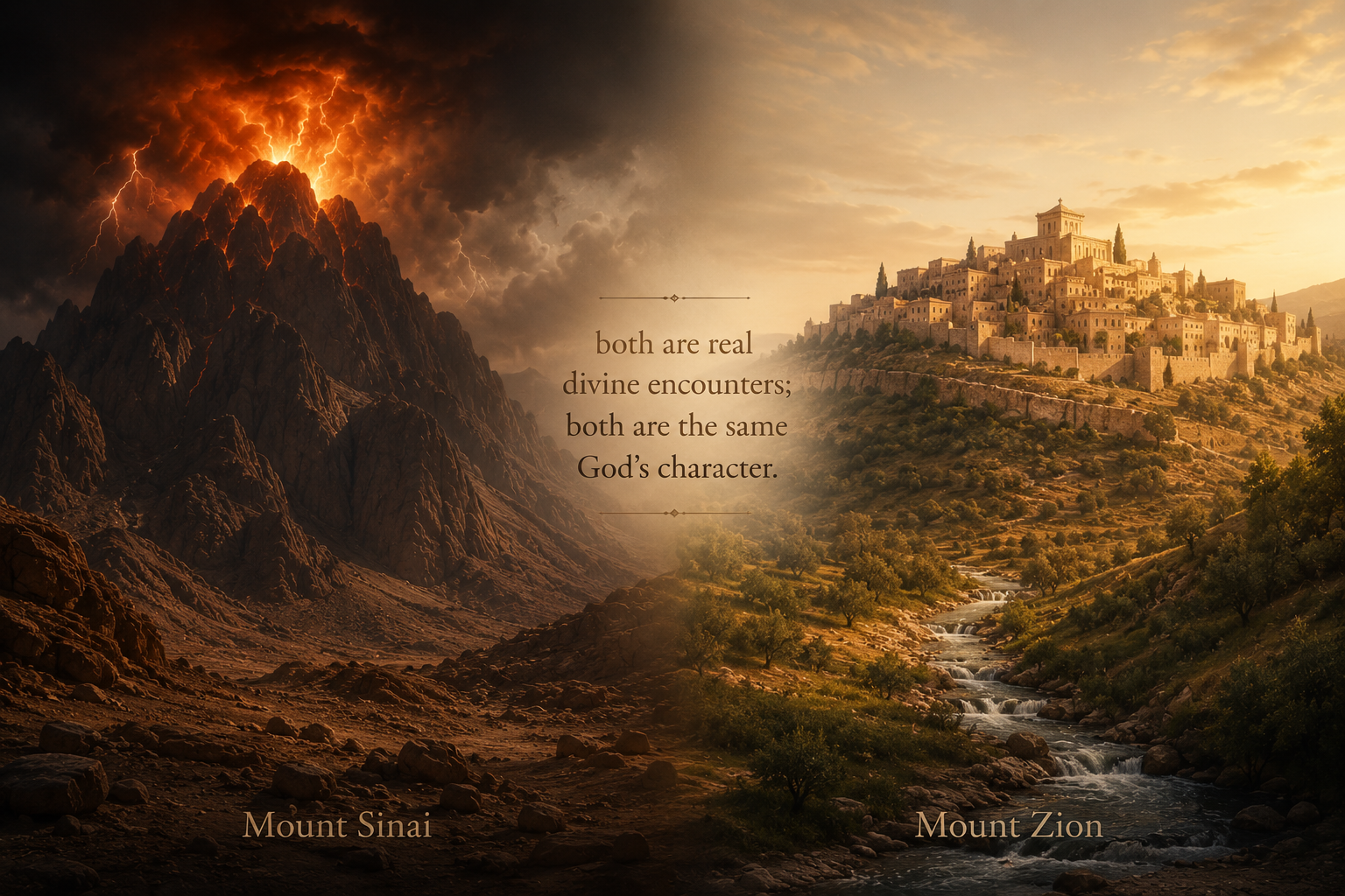 Diagram of Mount Sinai and Mount Zion as two complementary modes of divine encounter