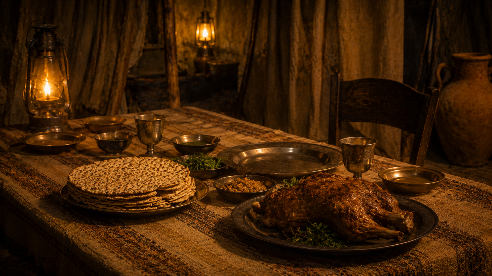 A Passover table with an open place waiting, evoking the second-chance Passover of Numbers 9